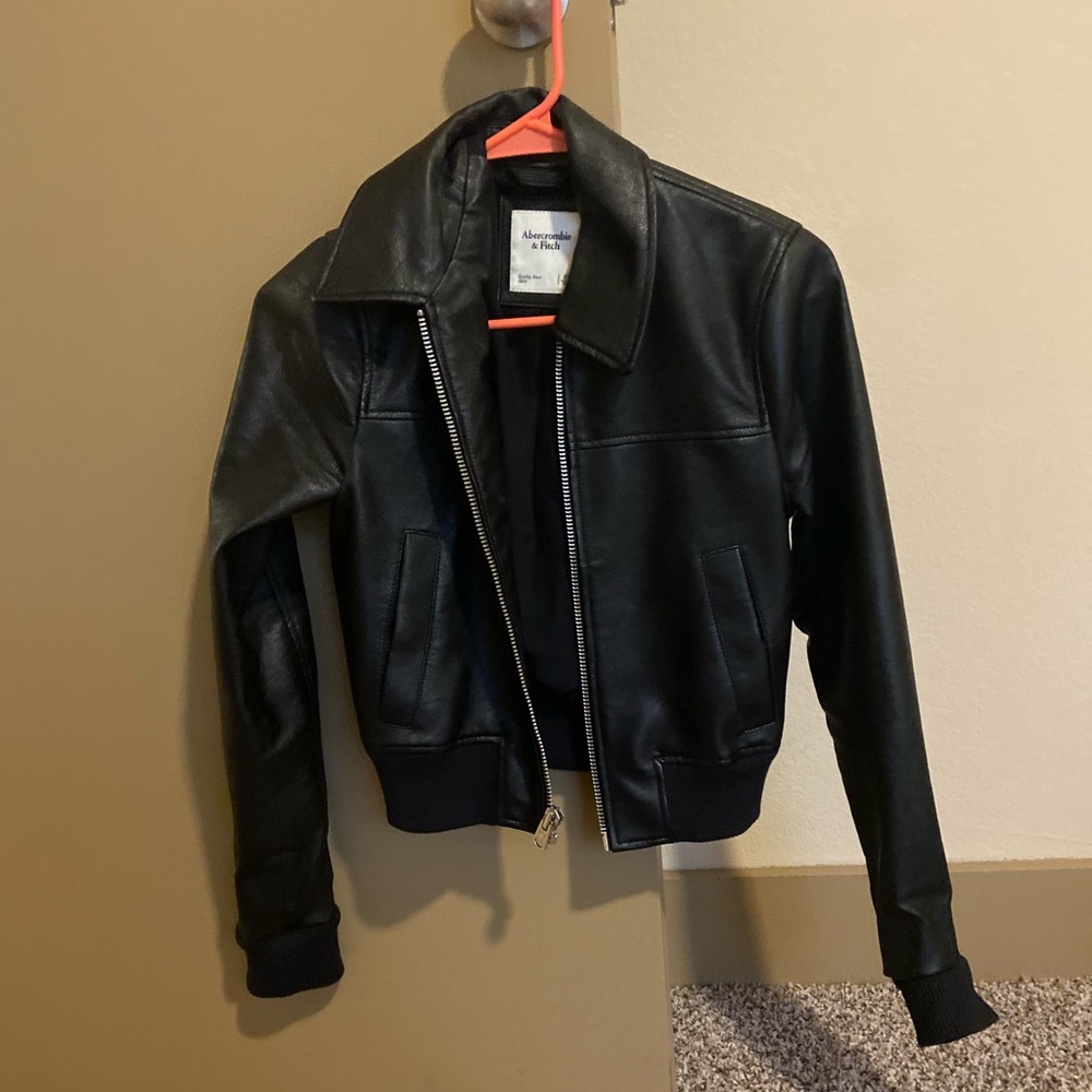 Leather bomber jacket